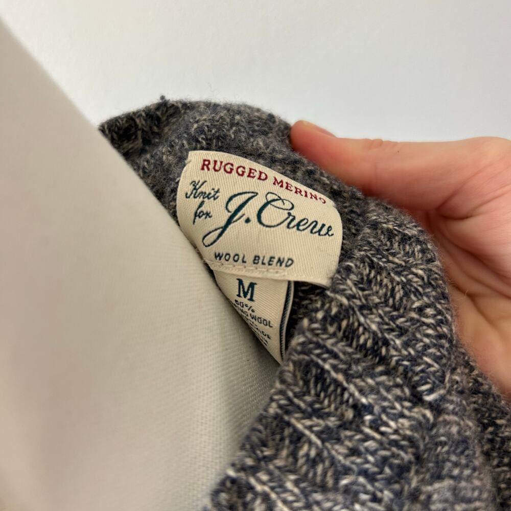 J Crew Rugged Merino Knit Wool Sweater Slouchy Quiet Luxury Gray Pullover Size M - Picture 4 of 5